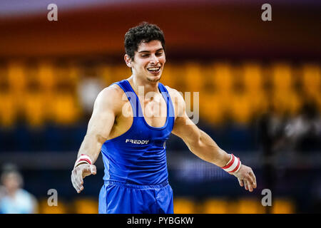 Doha, Katar. Oktober 26, 2018: Ludovico Edalli von Italien während Boden Qualifikation an der Aspire Dome in Doha, Katar, künstlerische Bild Turn-WM. Ulrik Pedersen/CSM Credit: Cal Sport Media/Alamy leben Nachrichten Stockfoto