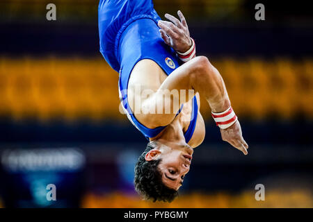 Doha, Katar. Oktober 26, 2018: Ludovico Edalli von Italien während Boden Qualifikation an der Aspire Dome in Doha, Katar, künstlerische Bild Turn-WM. Ulrik Pedersen/CSM Credit: Cal Sport Media/Alamy leben Nachrichten Stockfoto