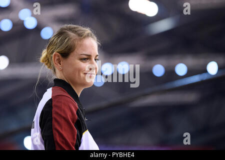 Doha, Katar. 26 Okt, 2018. Physiotherapeutin Katrin Ritter (Deutschland). GES/Turnen/Gymnastik Weltmeisterschaften in Doha, Qualifizierung, 26.10.2018 - GES/Turnen/Gymnastik Weltmeisterschaften, Doha/Katar: 26.10.2018 - | Verwendung der weltweiten Kredit: dpa/Alamy leben Nachrichten Stockfoto