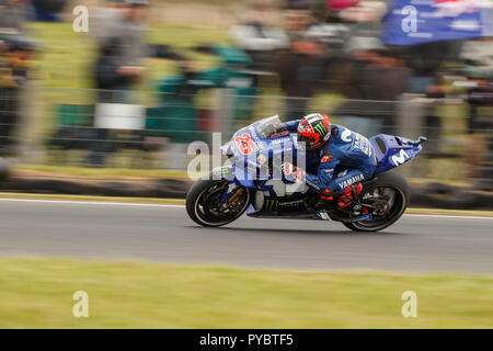 Melbourne, Australien. 27. Oktober, 2018. Phillip Island, Australien. Qualifying. Maverick Vinales, Movistar Yamaha MotoGP Team. Als Zweitschnellster. Quelle: Russell Hunter/Alamy leben Nachrichten Stockfoto