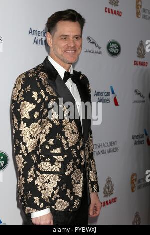 Beverly Hills, USA. 26 Okt, 2018. Jim Carrey in der Ankunftshalle für Britannia 2018 British Academy Awards, The Beverly Hilton, Beverly Hills, CA 26. Oktober 2018. Credit: Priscilla Grant/Everett Collection/Alamy leben Nachrichten Stockfoto