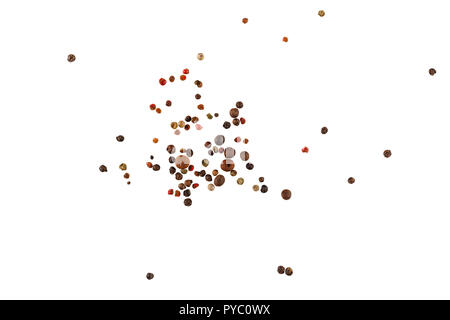 Pfeffer isoliert auf weißem Hintergrund. Pfeffer Sammlung. Makro. Volle Tiefenschärfe. Stockfoto