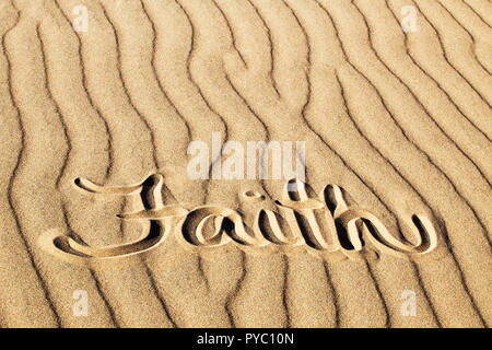 Der Glaube an die Rippled Sand im Great Sand Dunes National Park, Colorado geschrieben Stockfoto