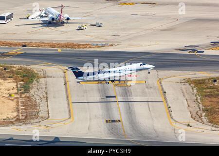 Palma de Mallorca, Spanien - 21. Juli 2018: Luftbild eines Air Hamburg Embraer Legacy 650 Flugzeug am Flughafen Palma de Mallorca in Spanien. | Verwendung weltweit Stockfoto