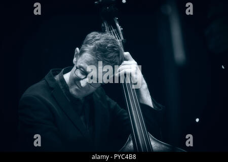 Jazz Bassist Adrian Knowles Solo mit "Atlantic Crossover', Scarborough Jazz Festival 2018 Stockfoto