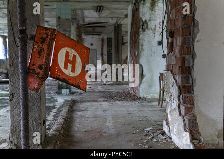 Eine alte, Decay, chemischen Lehre Museumsgebäude in der Tschechischen Republik. Stockfoto