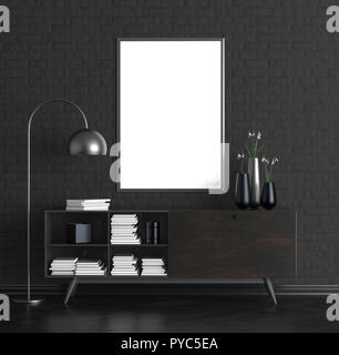 Mock up Poster Frame in elegantem Interieur. 3D-Darstellung Stockfoto