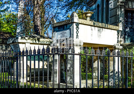 Frankreich Paris, die Gräber von Moliere und La Fontaine in den Friedhof Père Lachaise Stockfoto