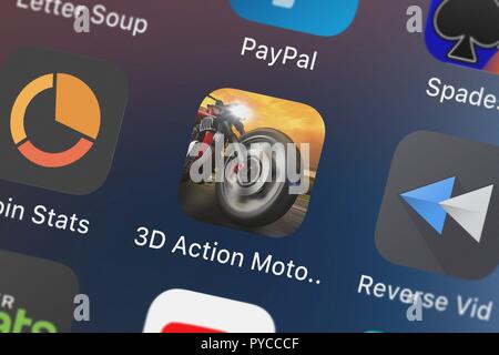London, Großbritannien, 26. Oktober 2018: Symbol der mobile App 3D Action Motorrad Nitro Drag Racing Spiel durch beste Motor Cycle Racer Adventure Stockfoto