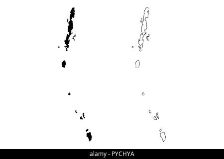Andaman und Nicobar Inseln (Mitgliedstaaten und Union gebieten von Indien, Föderierte Staaten, Republik Indien) Karte Vektor-illustration, kritzeln Skizze Anda Stock Vektor