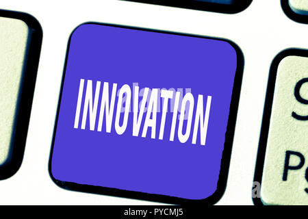 Wort schreiben Text Innovation. Business Konzept für neue Methode Idee Produkt verschiedene Kreative nicht vorher bekannt. Stockfoto