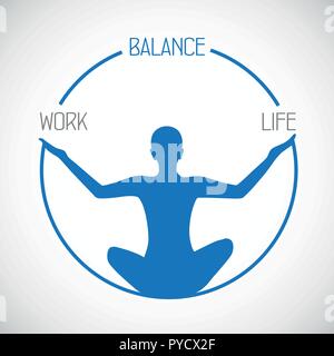 Person blaue silhouette Meditation für Beruf und Privatleben gesunder Lebensstil Vector Illustration Stock Vektor