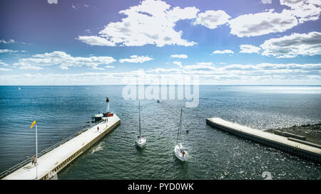 Segelboote in Marina in Oakville, Ontario, Kanada Stockfoto