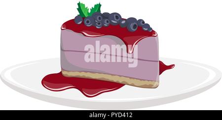 Kuchen Vector Illustration. Blueberry leckeres Dessert. Lila Kuchen Stock Vektor