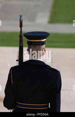 Soldat im Dienst am Grab des Unbekannten Soldaten, Arlington Friedhof, Washington D.C. USA Stockfoto