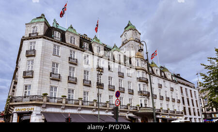 Oslo, Norwegen - 11 August 2018: Grand Hotel Oslo, Oslo, Norwegen Stockfoto