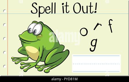 Buchstabiere englische Wort Frosch Abbildung Stock Vektor