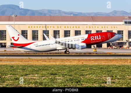 Malaga, Spanien - 28. Juli 2018: TUI Boeing B737-800 Flugzeug am Flughafen Malaga in Spanien. | Verwendung weltweit Stockfoto