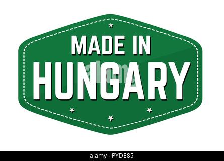 In Ungarn Aufkleber oder Sticker auf weißem Hintergrund, Vektor, Abbildung Stock Vektor