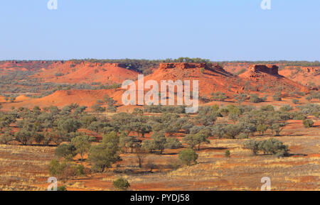 Mesa in der Lilleyvale Hügeln zwischen Winton und Boulia in westlichen Queensland. Die Region war einst unter der Eromanga See, da ausgetrocknet ist ein Stockfoto