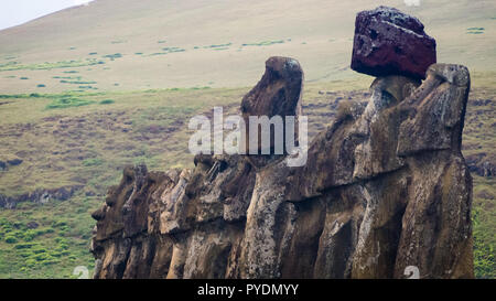 Ahu Tongariki in Osterinsel, Moais auf Rapa Nui. Fifthteen moais Stockfoto