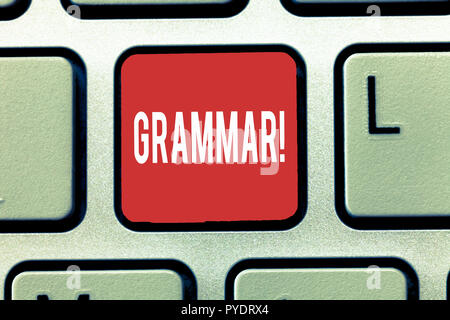 Text Zeichen, Grammatik. Konzeptionelle Foto ganze System und die Struktur der Sprache und der Sprachen im Allgemeinen. Stockfoto