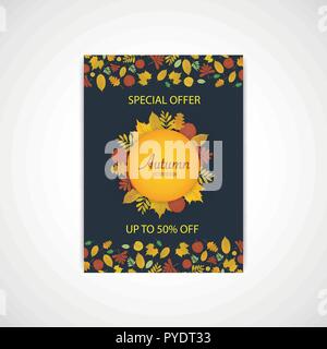 Blätter im Herbst Flyer dunklen Hintergrund, Vektor, Abbildung: eps-Datei Stock Vektor