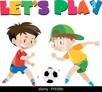 Zwei Jungs spielen Fußball-illustration Stock Vektor