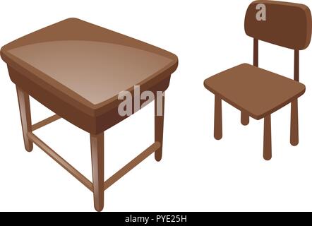Holzschreibtisch und Stuhl Abbildung Stock Vektor