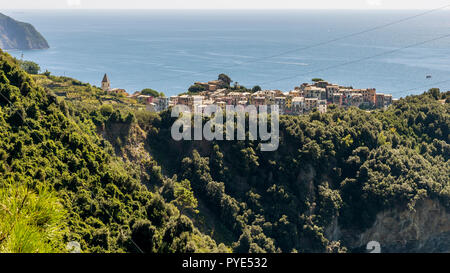 Panoramablick auf Portovenere und Cinque Terre, Ligurien, Italien Stockfoto