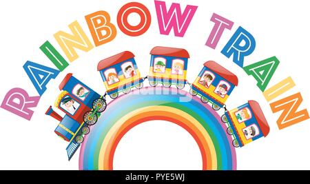 Font Design für Wort Rainbow Train Abbildung Stock Vektor