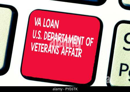 Konzeptionelle Handschrift zeigt Va Darlehen U.S Departament Angelegenheiten der Veteranen. Business Foto text Streitkräfte finanzielle Hilfe. Stockfoto