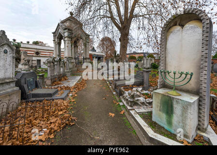 Jüdische Bereich der monumentale Friedhof in Mailand, Italien Stockfoto