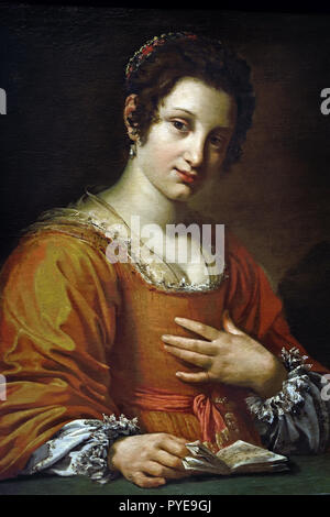 Porträt einer jungen Frau (Virginia Del Vezzo oder Vezzi, denen Vouet 1621 verheiratet.) 1620-1621 von Simon Vouet 1590-1649 aus dem 17. Jahrhundert, Frankreich - Französisch Stockfoto