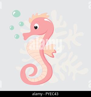 Cute cartoon rosa Seepferdchen. Vector Illustration. Stock Vektor