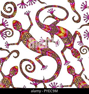 Hand Eidechse Elemente mit nahtloser Bürste, Körperteile, Eidechsen für Komposition. Cute Skizze zentangle handprint Stock Vektor