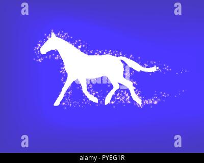 Silhouette einer laufenden Pferd auf einem blauen Hintergrund Stock Vektor