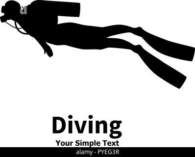 Vector Illustration Silhouette von Diver Stock Vektor