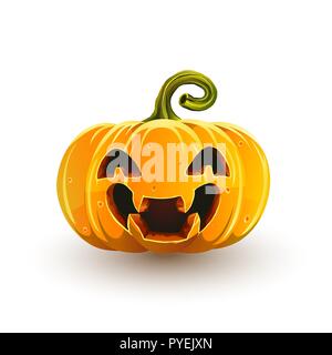 Glück lachen Halloween Kürbis. Jack-o'-Lantern für Halloween auf weißem Hintergrund Stock Vektor