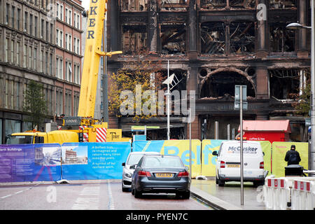 Der ausgebrannte ehemalige Primark Bank Gebäude Gebäude und Ausgrenzung Zone im Stadtzentrum von Belfast Nordirland Stockfoto