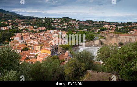 Beautifil Stadt Collioure an der Côte Vermeille in Frankreich Stockfoto