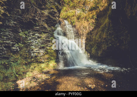 Bushkill Falls in Poconos, PA, umgeben von üppigen Herbst Laub Stockfoto