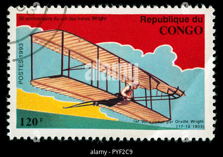 Poststempel Stempel aus Kongo-brazzaville in der Oowered Flug, 90th Anniv Serie in 1993 Stockfoto