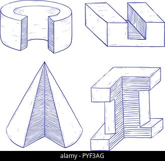 Geometrische Formen. Hand Skizze gezeichnet Stock Vektor