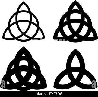 Triquetra - Wiccan Symbols aus bezaubert. Celtic Pagan trinity Knoten unterschiedliche Formen. Vektor Symbole des antiken Embleme. Stock Vektor