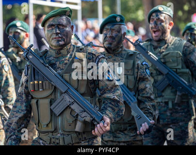 28/10/18: Zypern: zyprischen Soldaten auf der Parade zum Gedenken an Ochi Tag in die Stadt Paphos, Zypern. Stockfoto