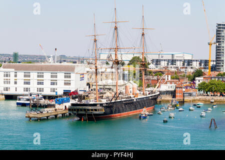 Die historischen Naval Schlachtschiff HMS Warrior 1860 günstig in Portsmouth Harbour UK Stockfoto