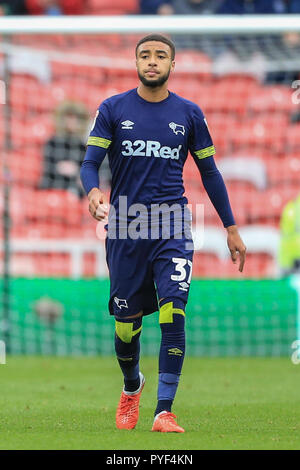 27. Oktober 2018, Riverside Stadium, Middlesbrough, England; Sky Bet Meisterschaft Middlesbrough v Derby; Jayden Bogle (37) von Derby Bild: Mark Cosgrove/News Bilder der Englischen Football League Bilder unterliegen DataCo Lizenz Stockfoto