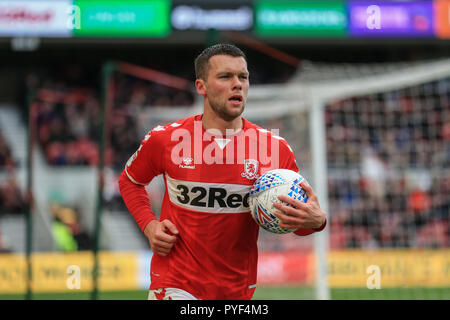 27. Oktober 2018, Riverside Stadium, Middlesbrough, England; Sky Bet Meisterschaft Middlesbrough v Derby; Jonny Howson (16) von Middlesbrough Credit: Mark Cosgrove/News Bilder der Englischen Football League Bilder unterliegen DataCo Lizenz Stockfoto