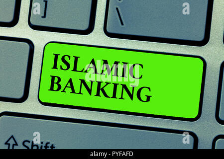 Konzeptionelle Hand schreiben, Islamic Banking. Business Foto text Banking System, das auf den Grundsätzen des islamischen Rechts. Stockfoto